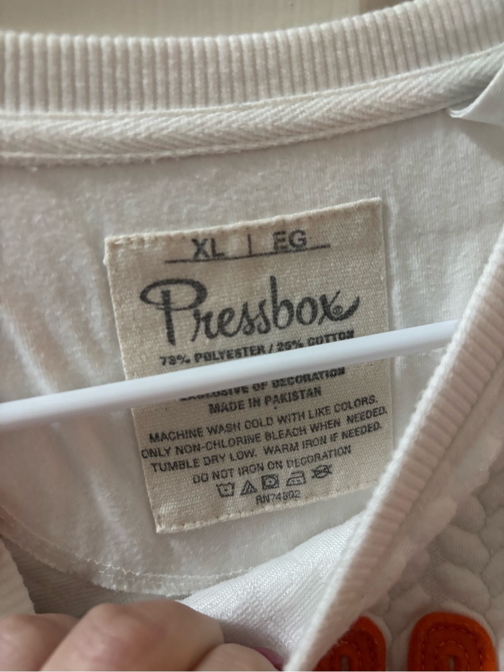 Pressbox White Knit Crewneck with Orange Tennessee Embroidery - Picture 3 of 3